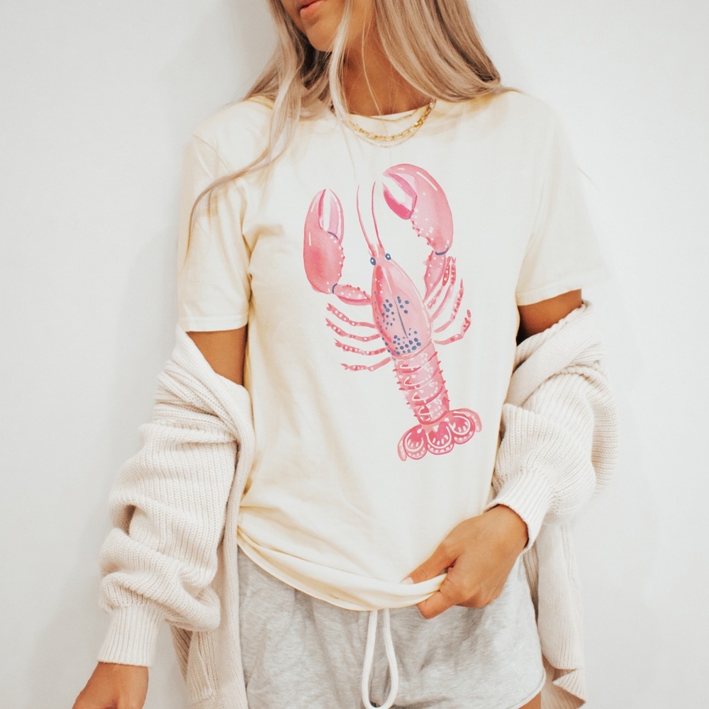 Crustacean Watercolor Graphic Tee Marine Life Art Illustration